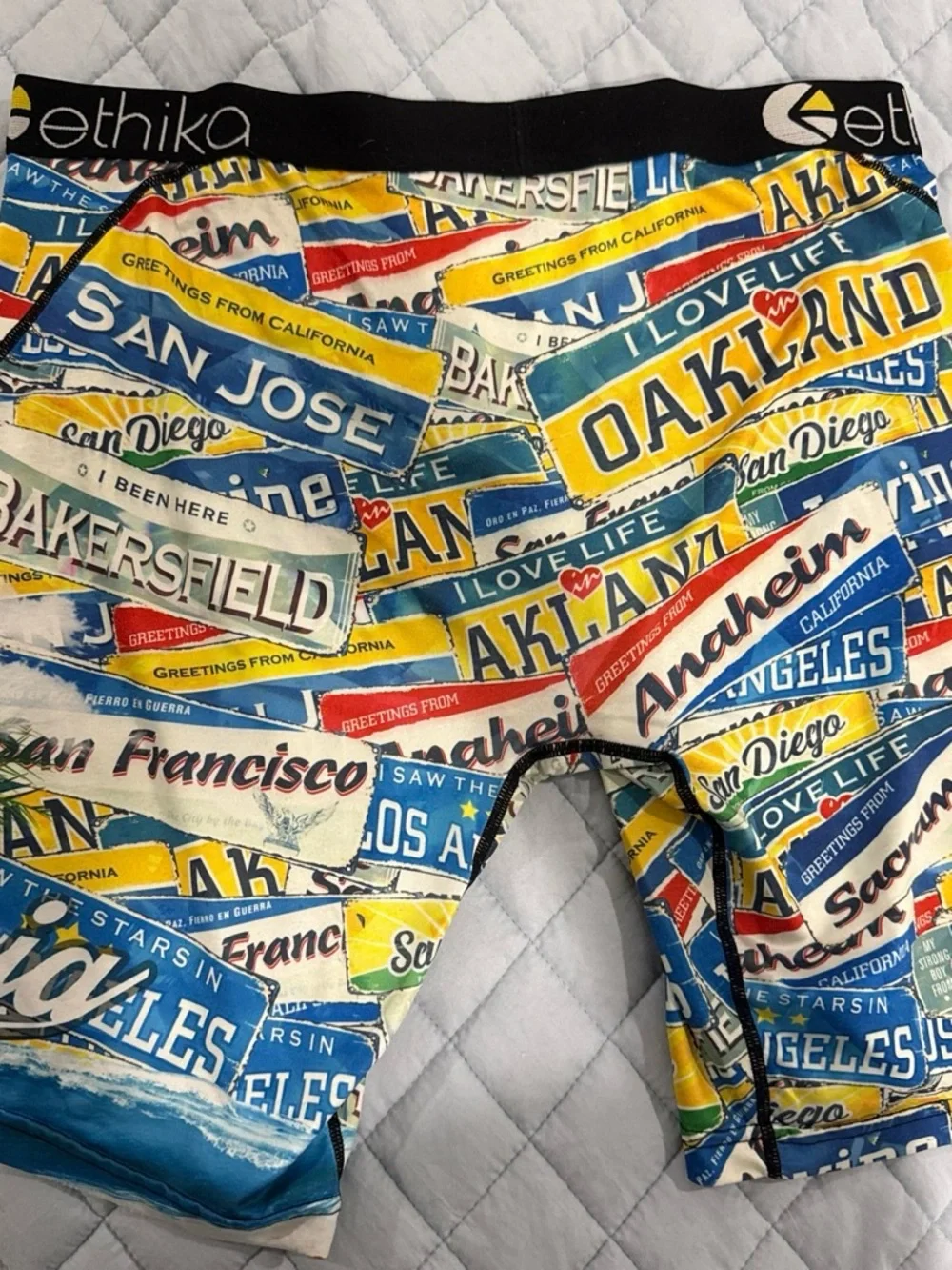 ethika Men's California License Plate Print Boxer Briefs - Blue Yellow Red Green
